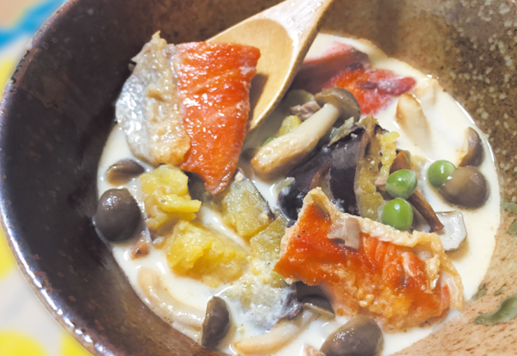秋鮭の味噌ミルクスープ