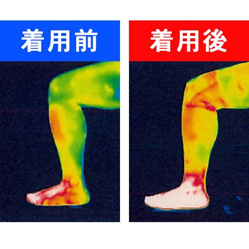 着用している膝と足先まで温かくなっています。