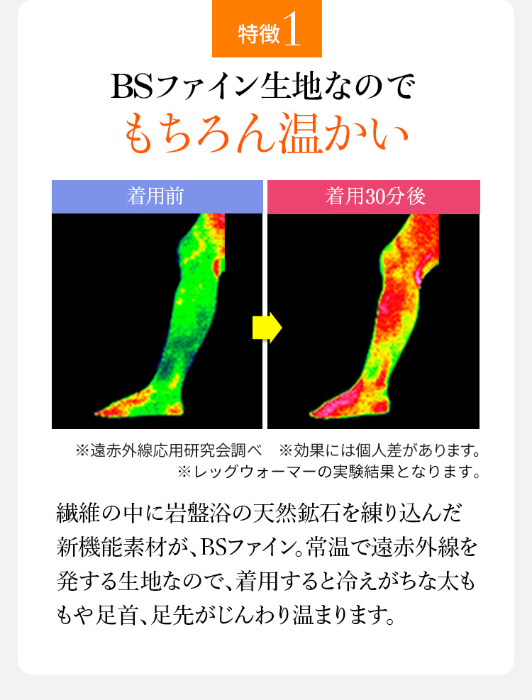 特徴1 BSファイン生地なのでもちろん温かい