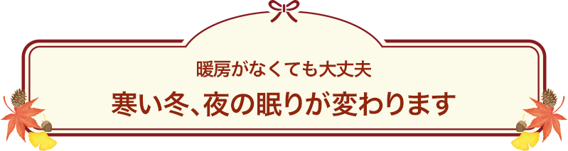 最高の眠りを実現。冬の眠りが変わります。