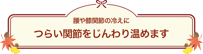 腰や関節の冷えに つらい関節を芯まで温めます