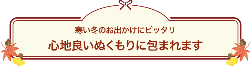 寒い冬のお出かけにピッタリ心地良いぬくもりに包まれます