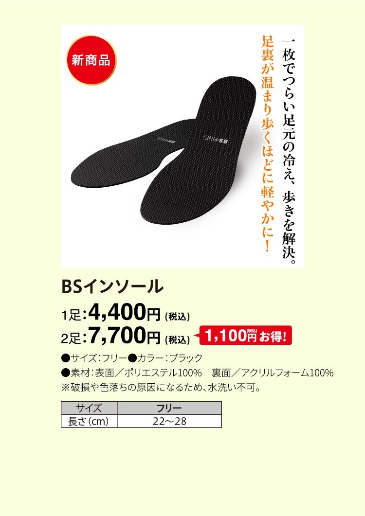 BSインソール 1足：4,400円（税込）