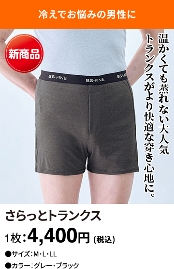 さらっとトランクス 1枚：4,400円(税込)