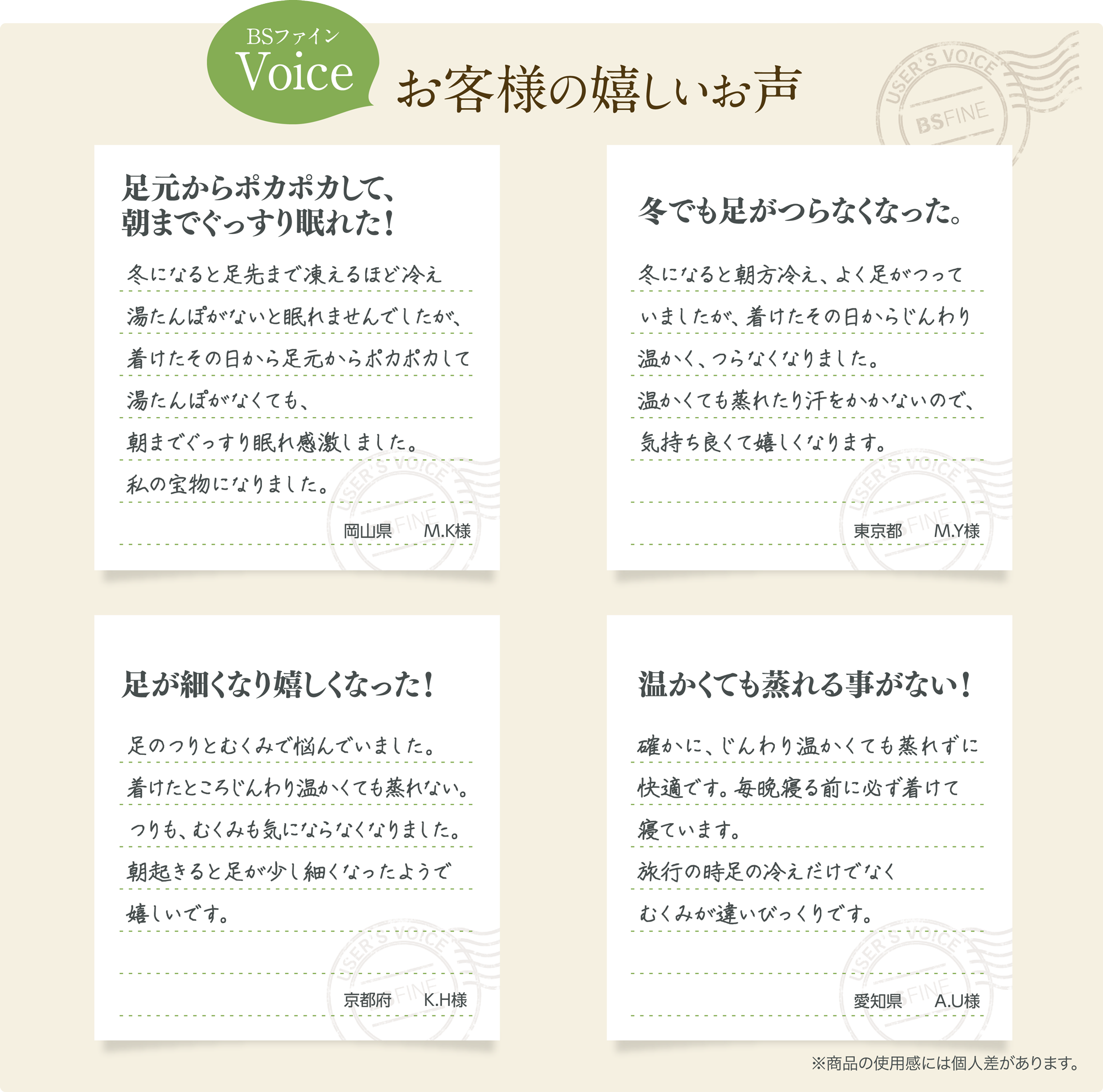 お客様の嬉しいお声
