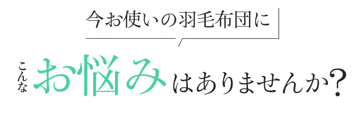 今お使いの羽毛布団に こんなお悩みはありませんか?