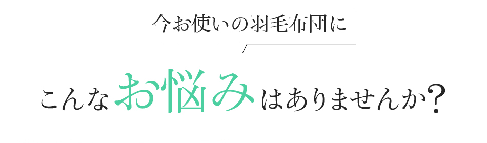 今お使いの羽毛布団に こんなお悩みはありませんか?