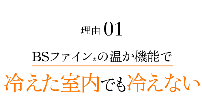 理由01 BSファイン®︎の温か機能で冷えた室内でも冷えない