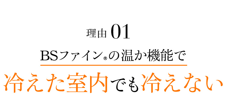 理由01 BSファイン®︎の温か機能で冷えた室内でも冷えない