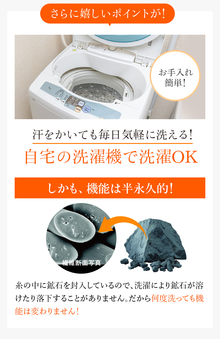 “洗濯しても機能は半永久的”