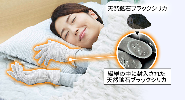 天然鉱石ブラックシリカ 繊維の中に封入された天然鉱石ブラックシリカ