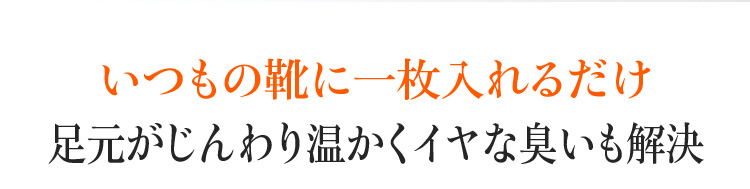 いつもの靴に一枚入れるだけ 足元がじんわり温かくイヤな臭いも解決