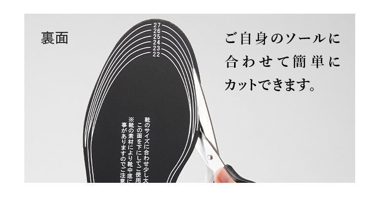 裏面のガイドラインに合わせて、ご自身のサイズに簡単にカットできます。