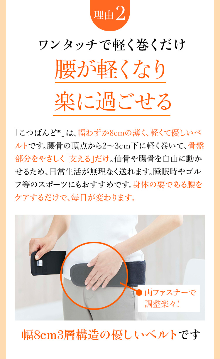 骨盤に優しく巻くだけ！姿勢が変わるこつばんど | ”着る岩盤浴