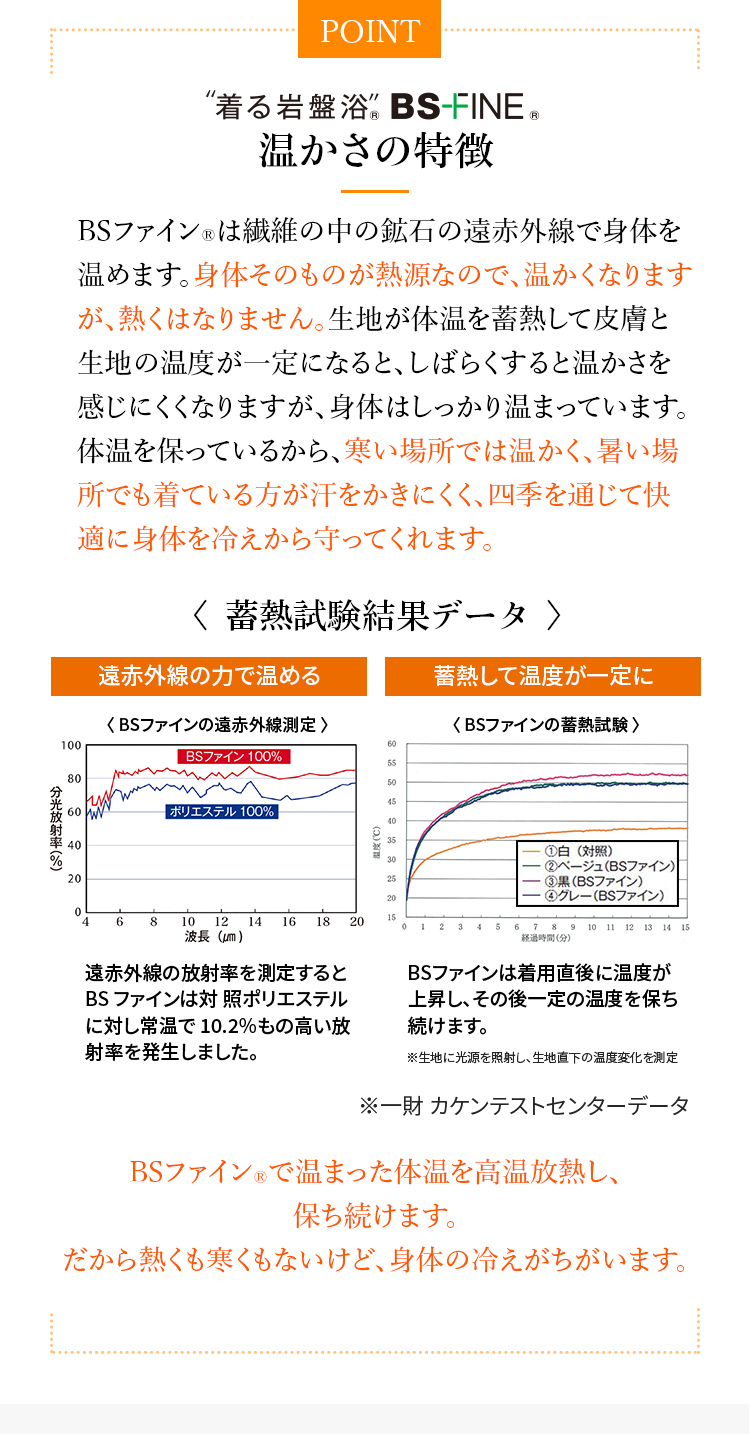 “着る岩盤浴®︎”BS-FINE®︎の温かさの特徴