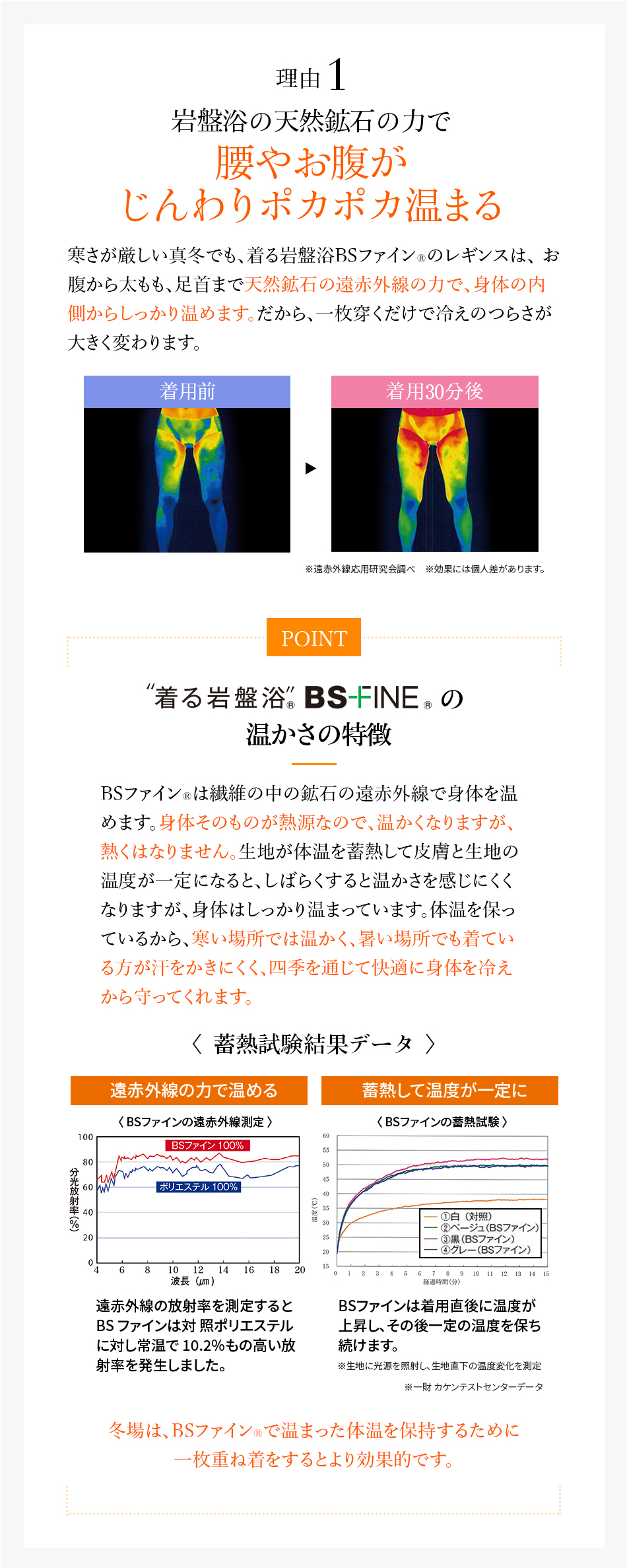 理由1 腰やお腹が岩盤浴の天然鉱石の力でじんわりポカポカ温まる