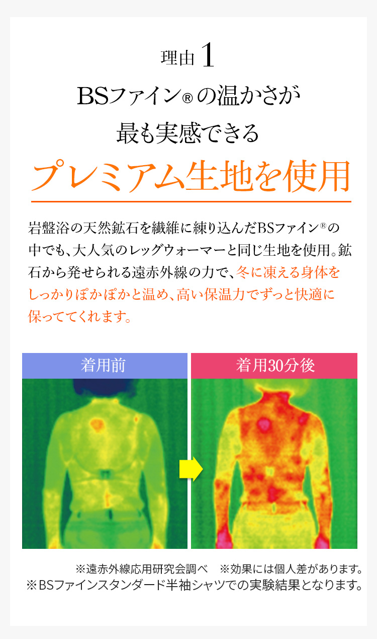 理由1BSファイン®の温かさが最も実感できるプレミアム生地を使用