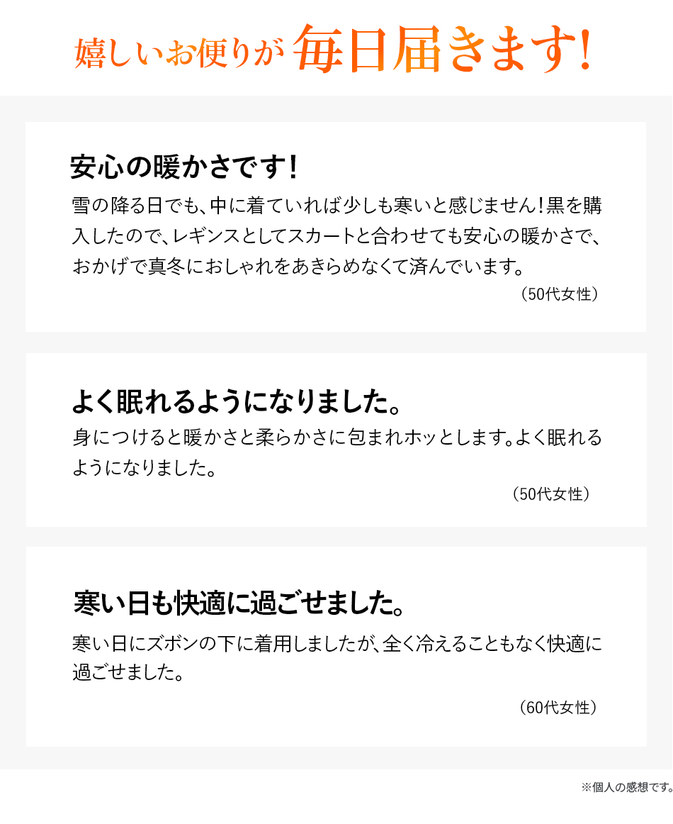 嬉しいお便りが毎日届きます!