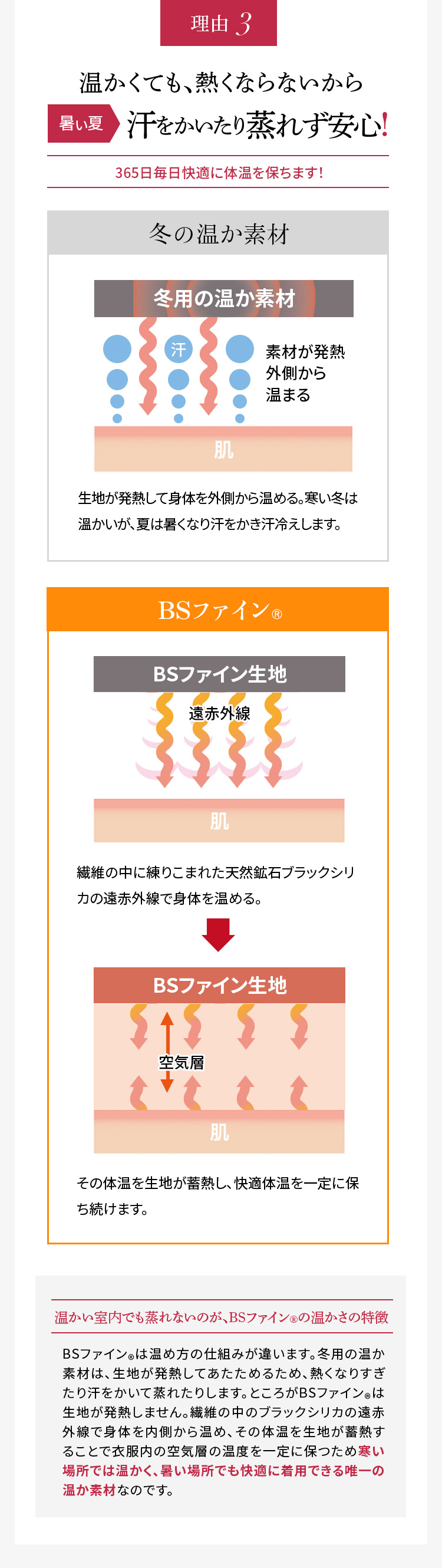 汗をかいたり蒸れず安心!